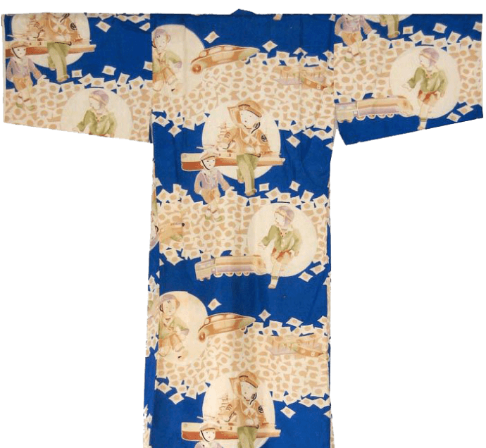 Bộ Kimono với hình ảnh cậu bé cùng với chiếc ô tô